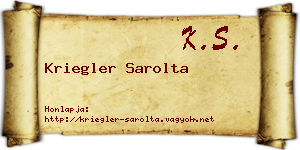 Kriegler Sarolta névjegykártya